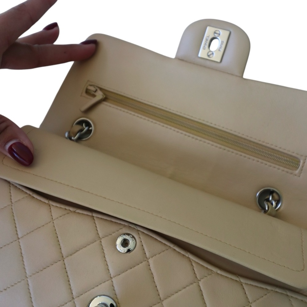 CHANEL Classic Double Flap Bag Small Vintage Beige Silver Hardware (repainted) - Picture 6 of 15